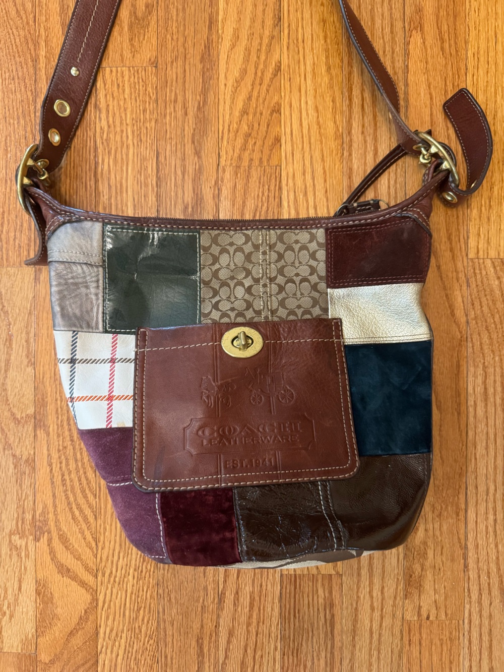 vintage y2k coach patchwork leather purse